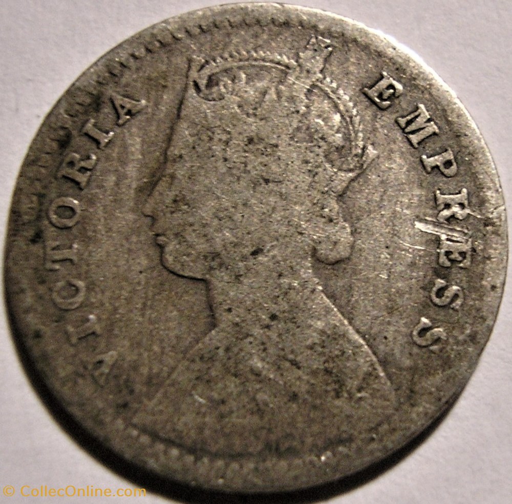 Victoria - Two Annas 1885 Calcutta - British India monnaie monde inde victoria two annas 1885 calcutta british india