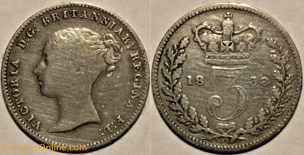 Victoria - 3 Pence 1838 - Kingdom of Great Britain monnaies monde royaume uni victoria 3 pence 1838 kingdom of great britain