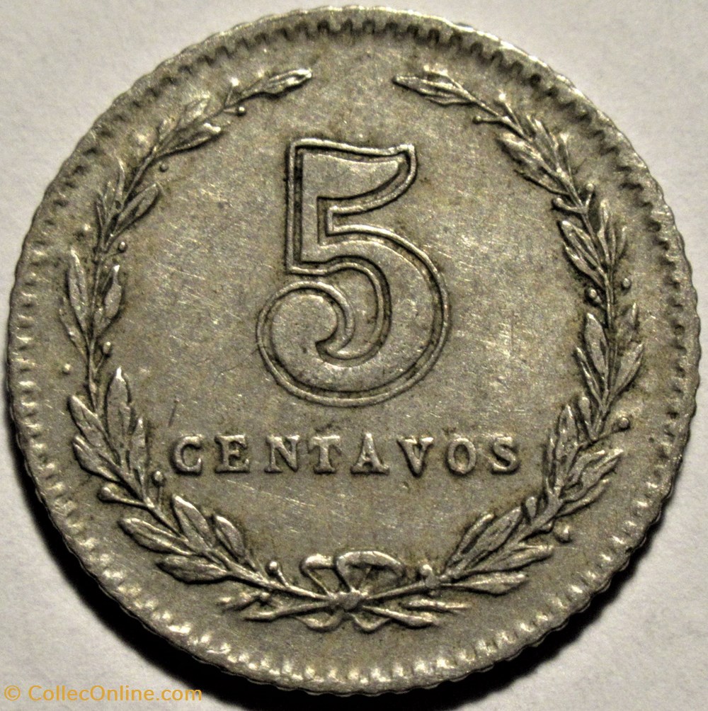 Argentina - 5 Centavos 1907 3 monnaies monde argentine argentina 5 centavos 1907