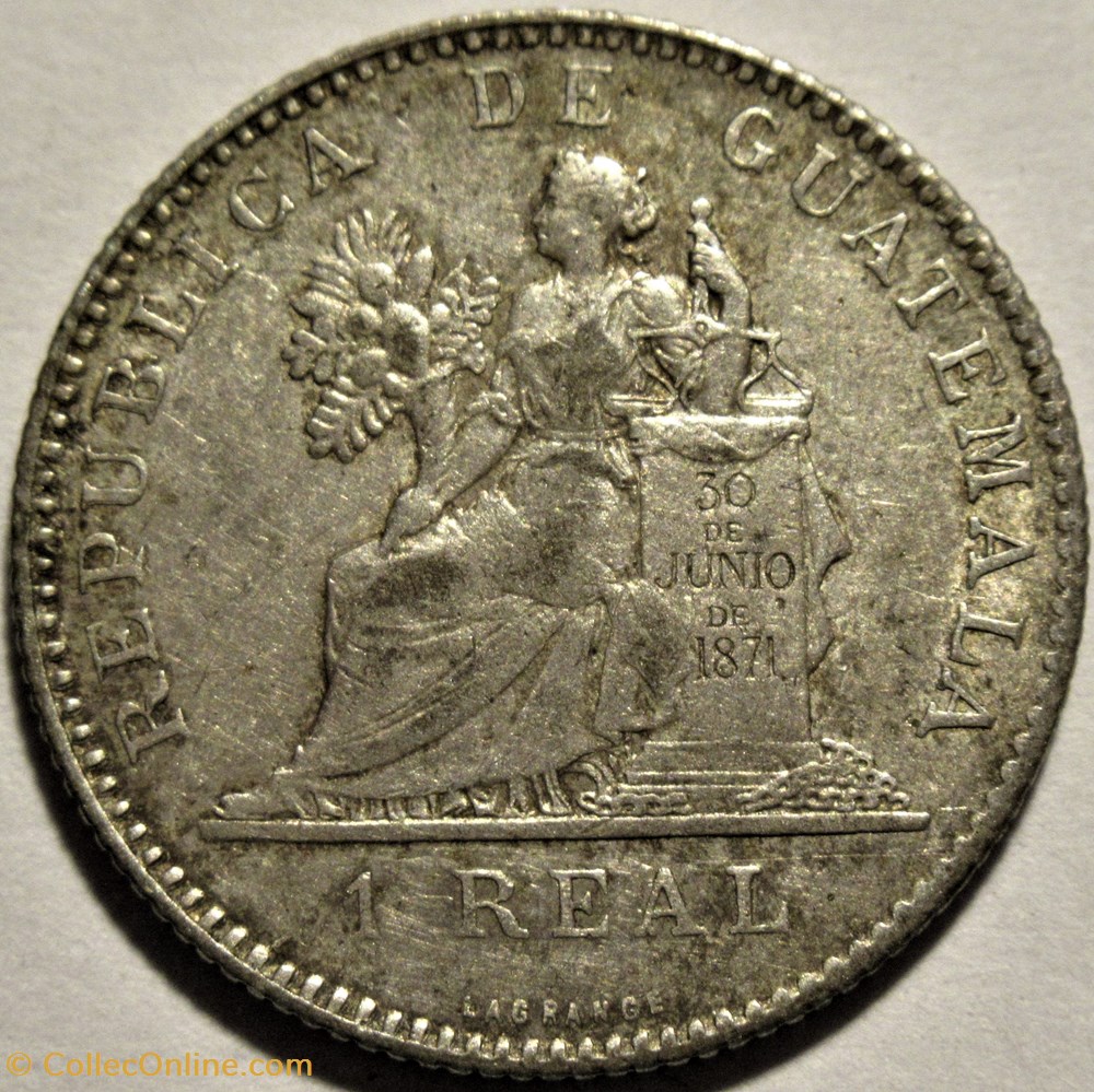 Guatemala - 1 Real 1899/88 Repunched Date monnaies monde guatemala 1 real 1899 88 repunched date