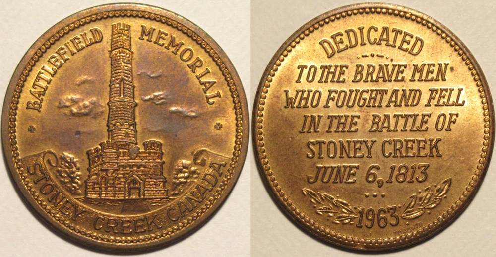 Stoney Creek - 1813-1963 Battlefield Memorial Medal monnaies paranumismatique jetons poids stoney creek 1813 1963 battlefield memorial medal