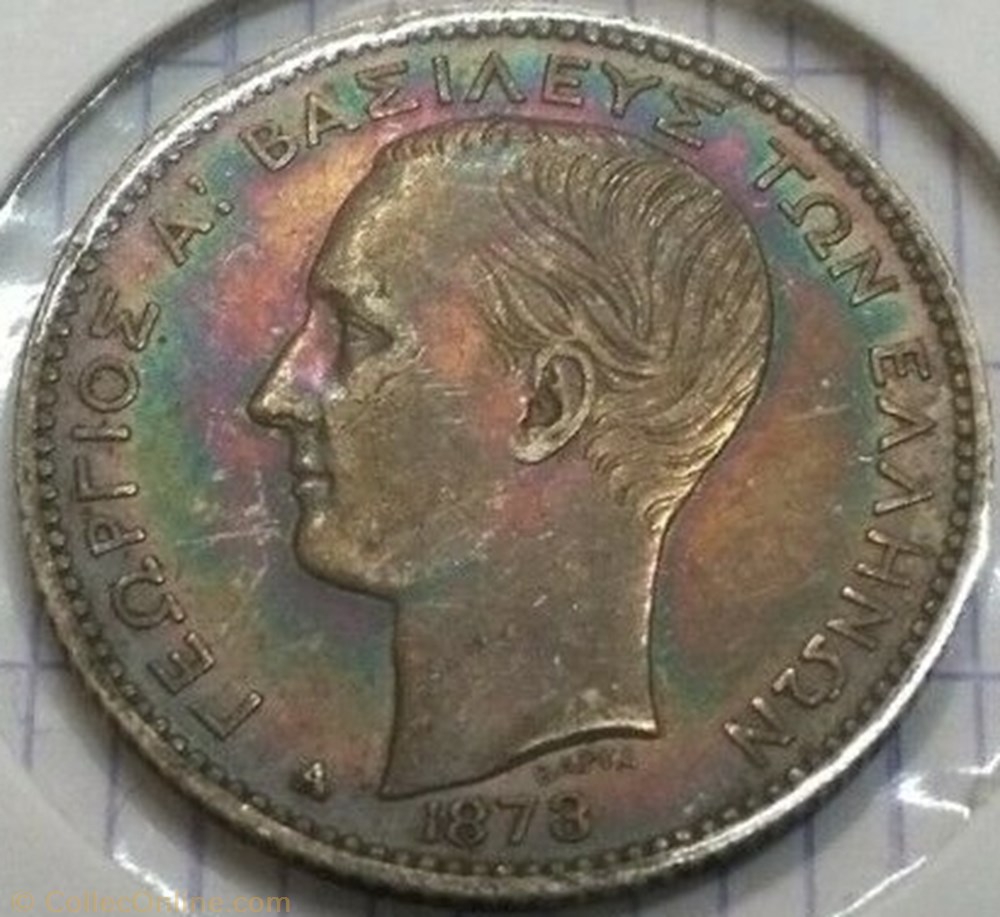 George I of Greece - Drachma 1873 A monnaies monde grece george i of greece drachma 1873 a