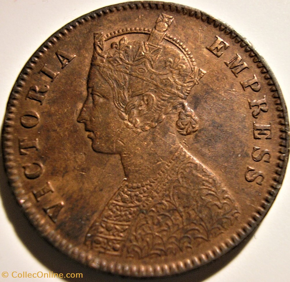 Victoria - One Quarter Anna 1891 - British India - Die Crack 2 monnaie monde inde victoria one quarter anna 1891 british india die crack