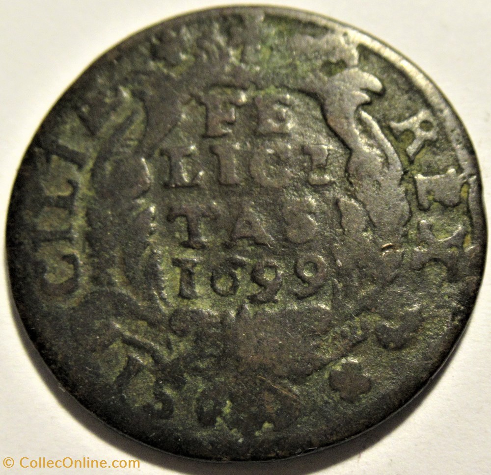 1699 Regno de Sicilia, 1 Grano - Carlo II di Spagna 3 monnaies europe medievale royaume sicile 1699 regno de sicilia 1 grano carlo ii di spagna