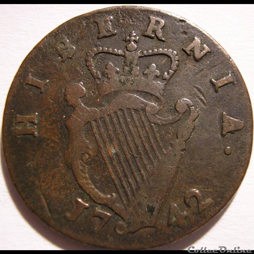 George II - Half Penny 1742 Ireland monnaies europe medievale royaume angleterre george ii half penny 1742 ireland
