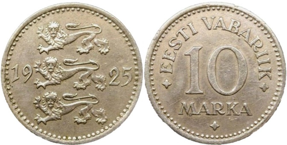 monnaies monde estonie estonia republic 10 marka 1925