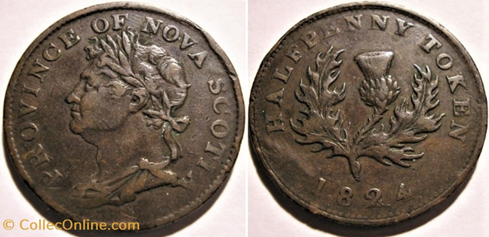 George IV - HalfPenny Token 1824 - Nova Scotia monnaies monde canada george iv halfpenny token 1824 nova scotia