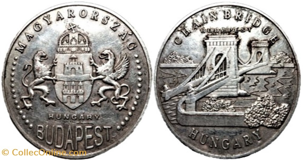 Hungary - Medal of the Széchenyi Chain Bridge of Budapest, 20th. medailles hongrie hungary medal of the szechenyi chain bridge of budapest 20th