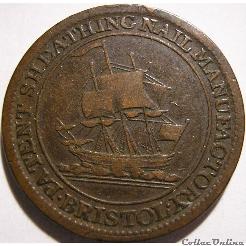 monnaie monde royaume uni 1811 halfpenny patent sheathing nail manufactory bristol