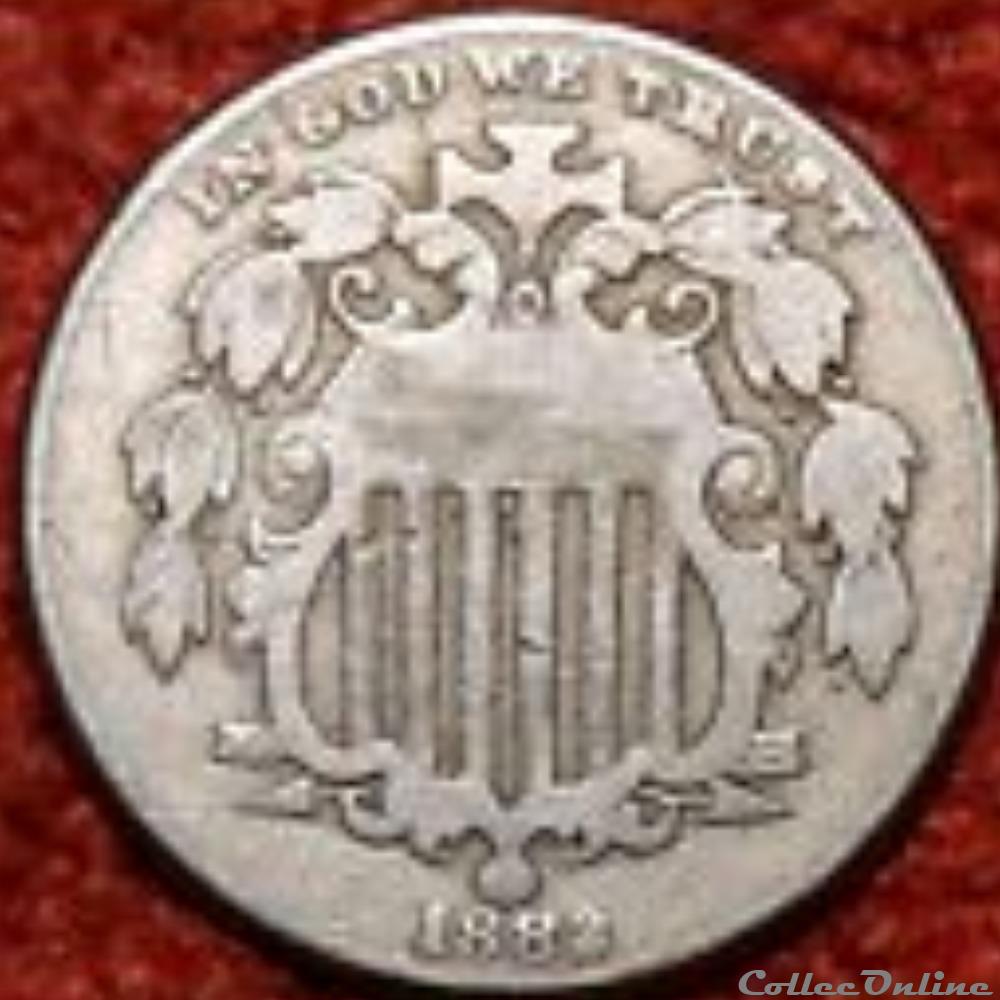 1882 5 Cents (ex.2) monnaie monde etat uni 1882 5 cents ex 2