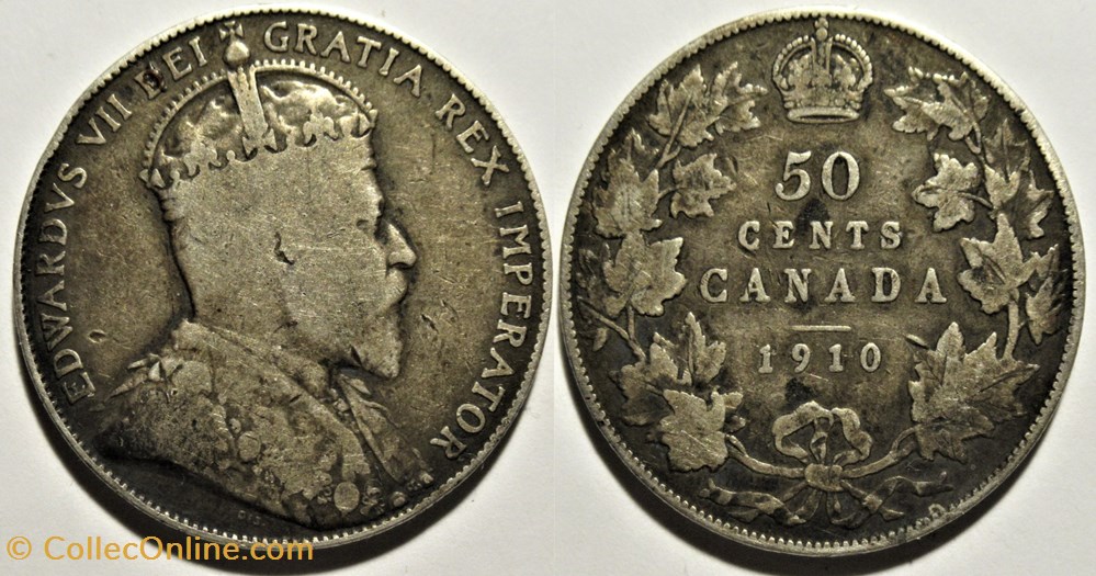 Edward VII - 50 Cents 1910 monnaies monde canada edward vii 50 cents 1910