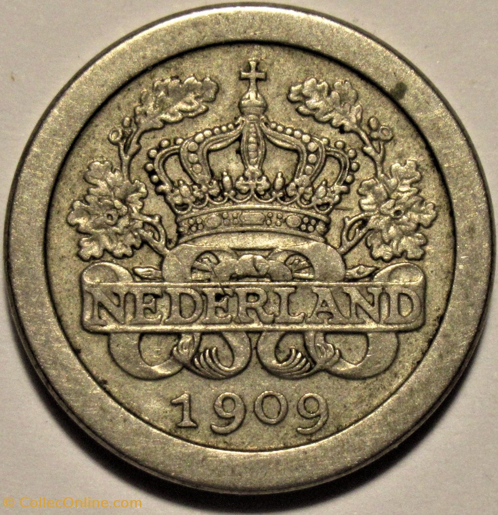 Wilhelmina of Nederland - 5 Cents 1909 monnaies monde pays bas wilhelmina of nederland 5 cents 1909