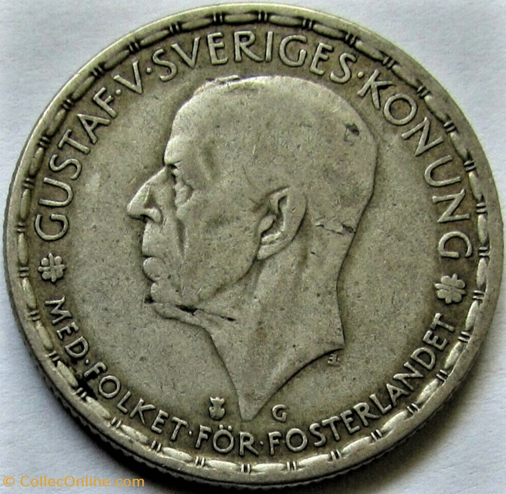 Gustaf V of Sweden - 1 Krona 1943 - Error + Variety Date 2 monnaies monde suede gustaf v of sweden 1 krona 1943 error variety date