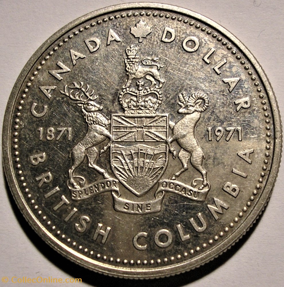 monnaie monde canadum elizabeth ii 1 dollar 1871 1971 british colombia centennial