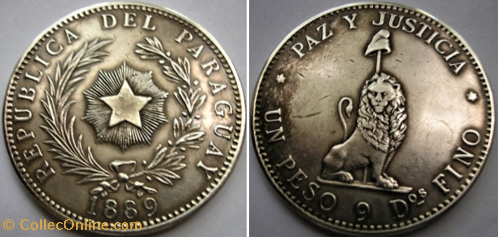 Paraguay - Un Peso 1889 monnaies monde paraguay un peso 1889