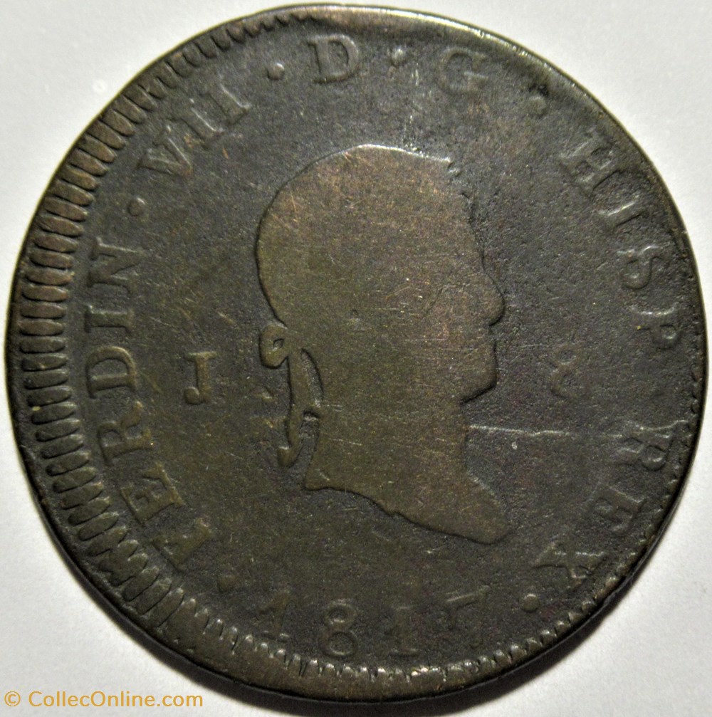 1817 Jubia 8 Maravedis - Fernando VII de España 2 monnaies monde espagne 1817 jubia 8 maravedis fernando vii de espana