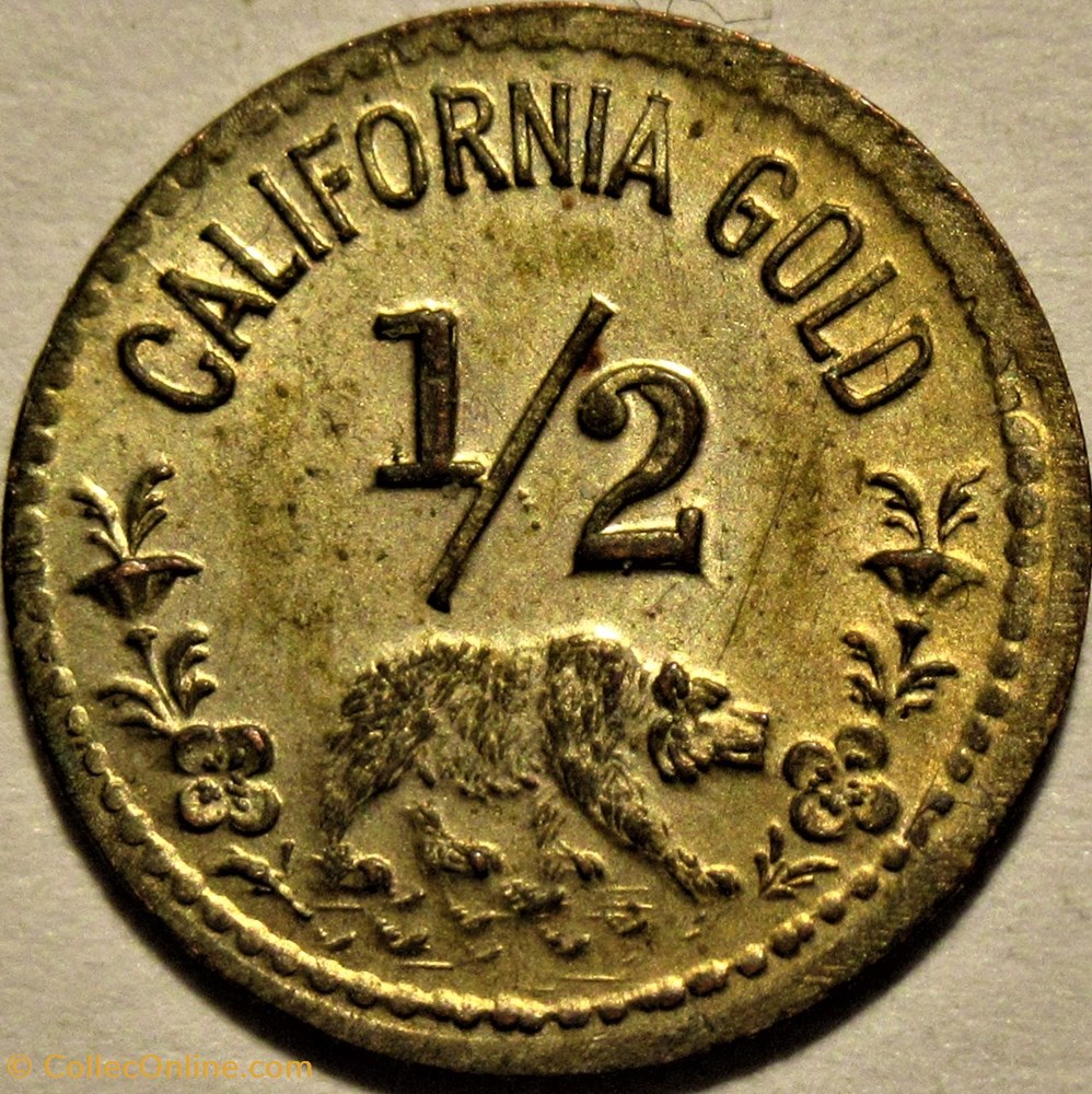 monnaies jetons mereaux california gold half dollar 1856 token indian bear