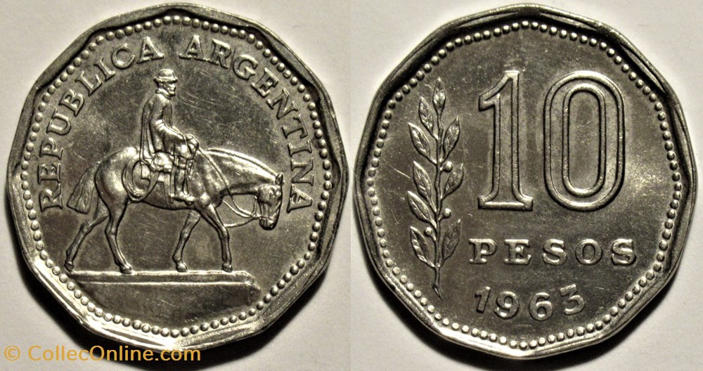 Argentina - 10 Pesos "El Gaucho Resero" 1963 monnaies monde argentine argentina 10 pesos el gaucho resero 1963