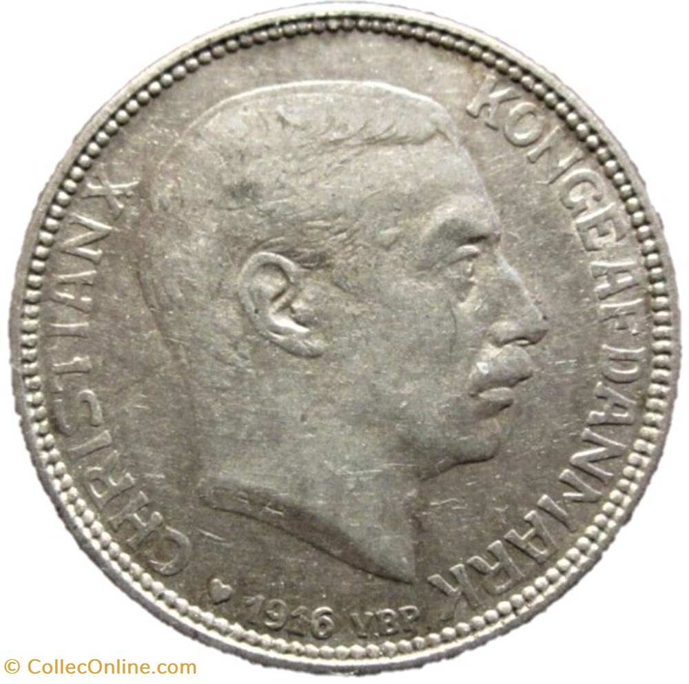 Christian X Denmark - 1 Krone 1916 monnaies monde danemark christian x denmark 1 krone 1916