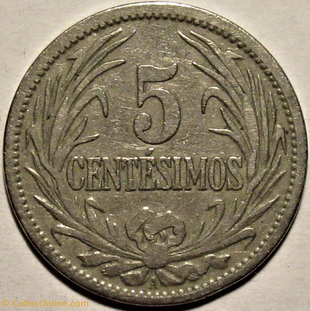 Uruguay - 5 Centésimos 1909 A monnaies monde uruguay 5 centesimos 1909 a
