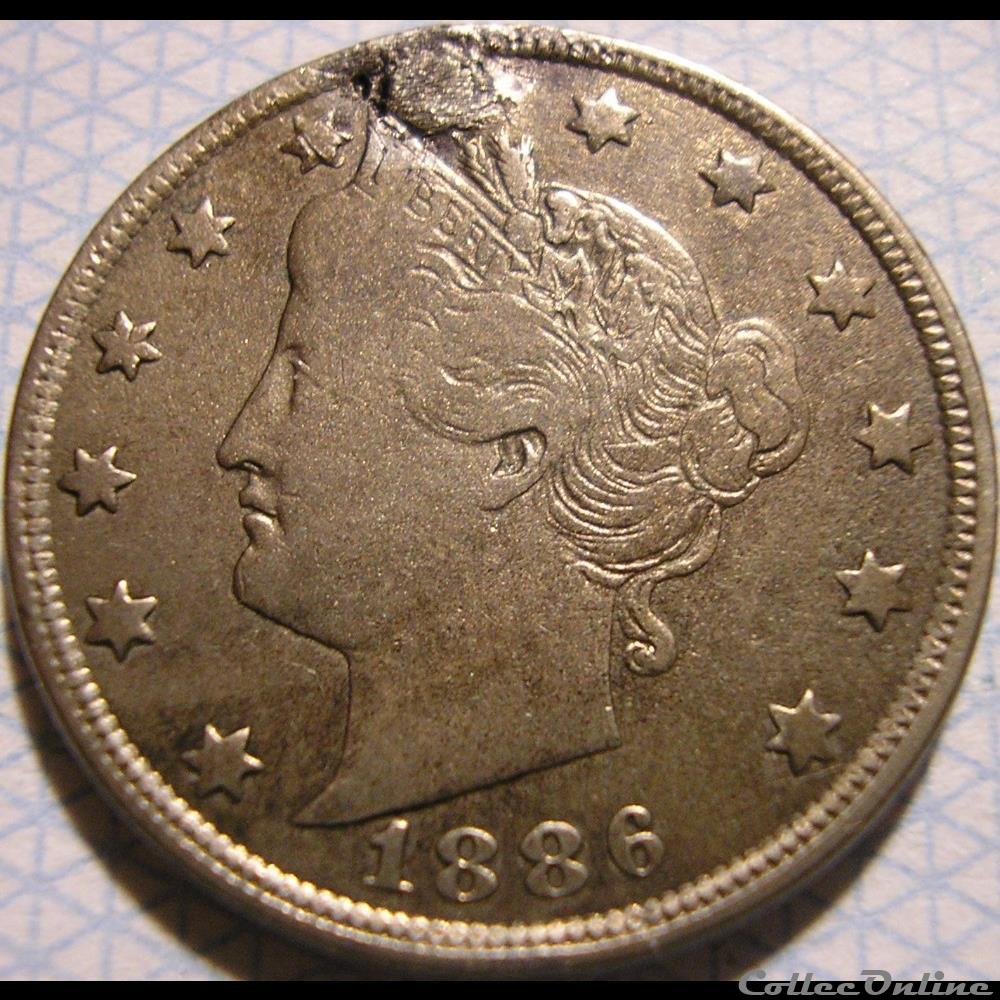1886 5 Cents (ex.2) monnaie monde etat uni 1886 5 cents ex 2