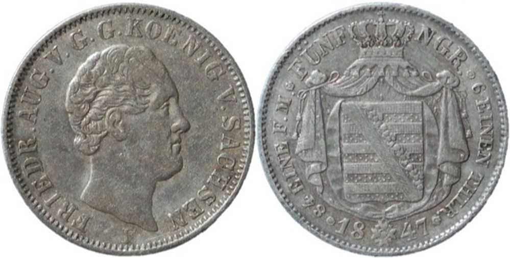 monnaies europe medievale saint empire romain germanique friedrich august ii 1 6 thaler 1847 kingdom of saxony