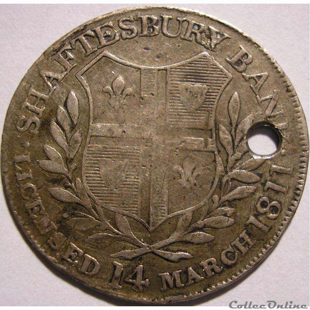 1811 Shilling, Bank Token - Shaftesbury, Dorsetshire, Wales monnaies monde royaume uni 1811 shilling bank token shaftesbury dorsetshire wales