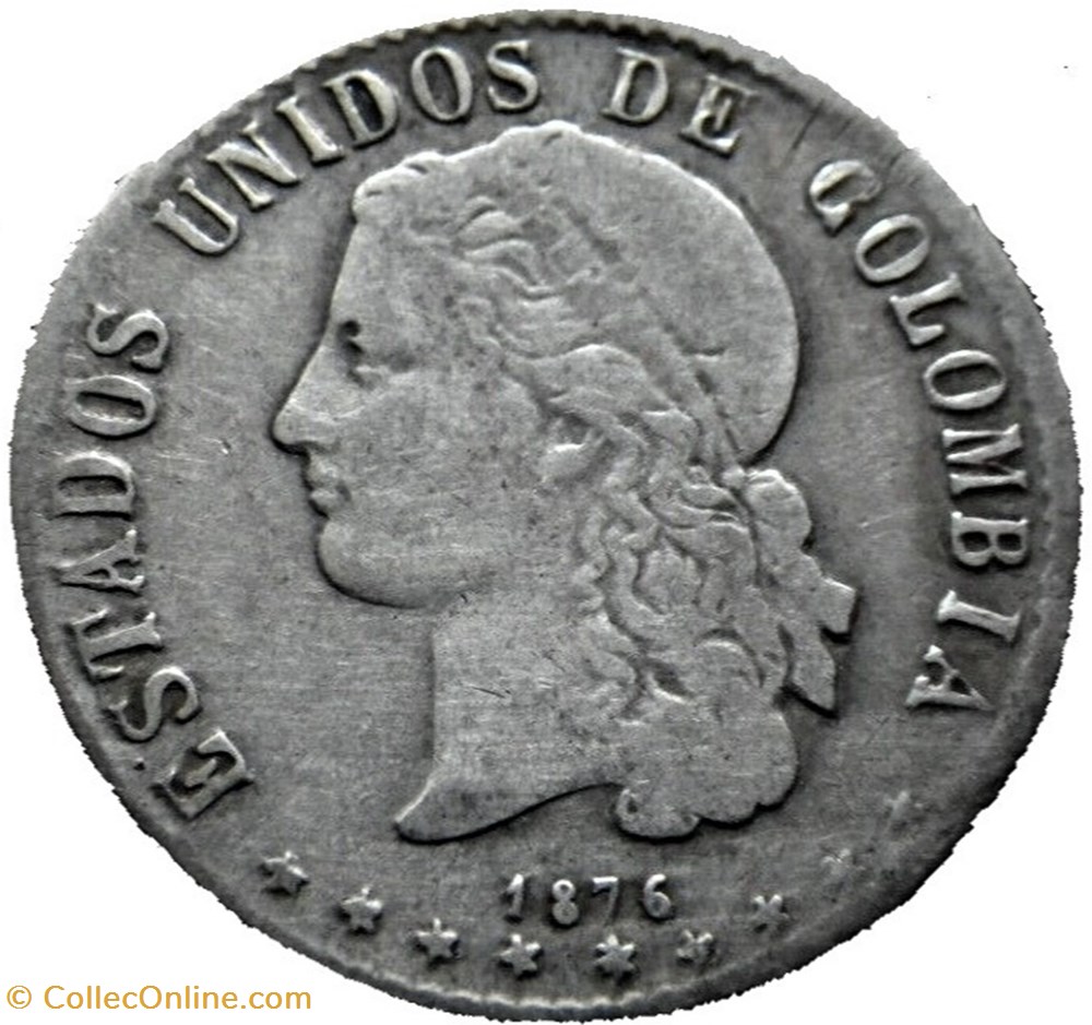 20 Centavos 1876 Medellin monnaie monde colombie 20 centavos 1876 medellin