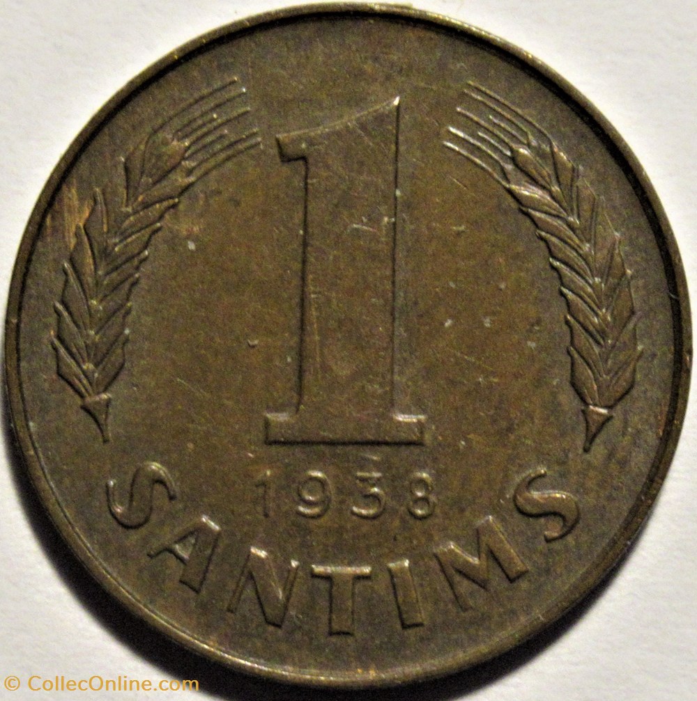 Latvia, Republic of - 1 Santims 1938 monnaies monde lettonie latvia republic of 1 santims 1938