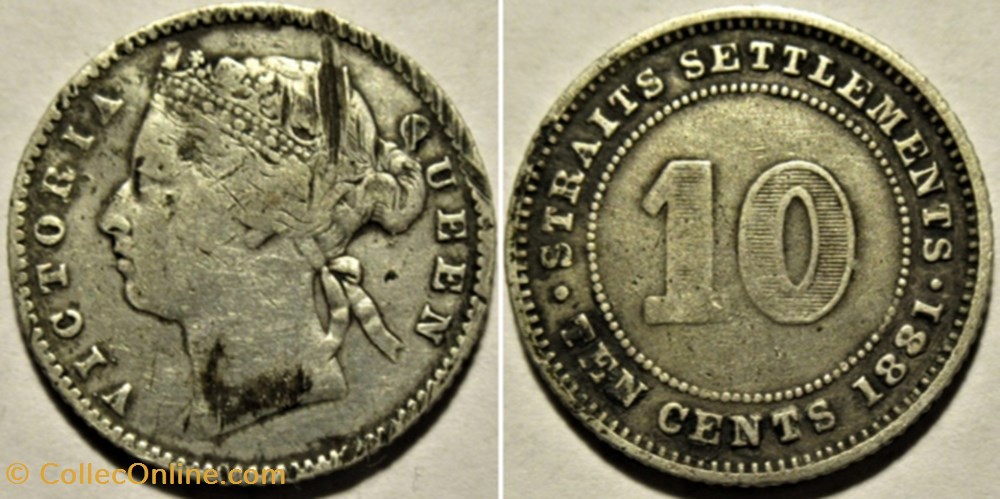 Victoria - 10 Cents 1881 - Straits Settlements, Malaysia monnaies monde malaisie victoria 10 cents 1881 straits settlements malaysia