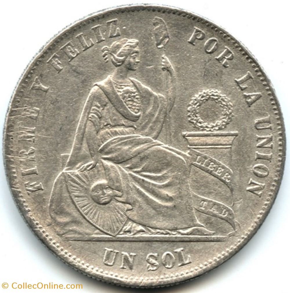 Peru - 1 Sol 1875 Lima monnaies monde perou peru 1 sol 1875 lima