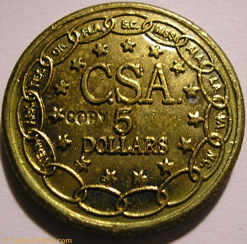 Confederate States of America 5 Dollars 1861 Token