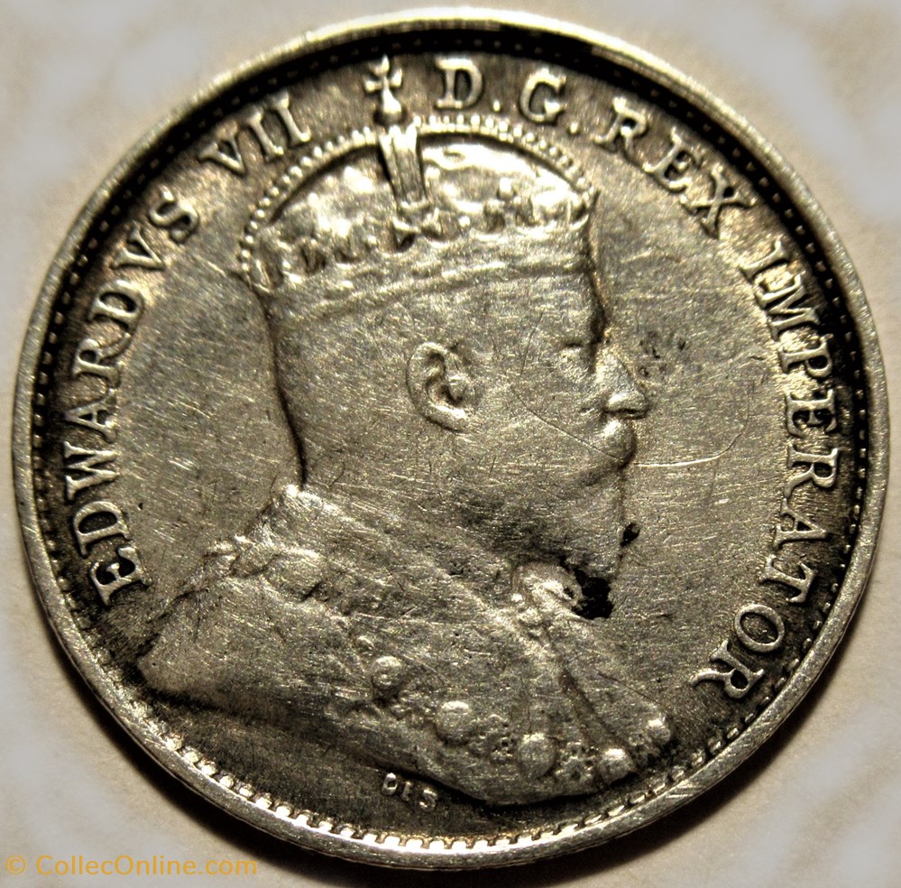 Edward VII - 5 Cents 1908 2 monnaies monde canada edward vii 5 cents 1908