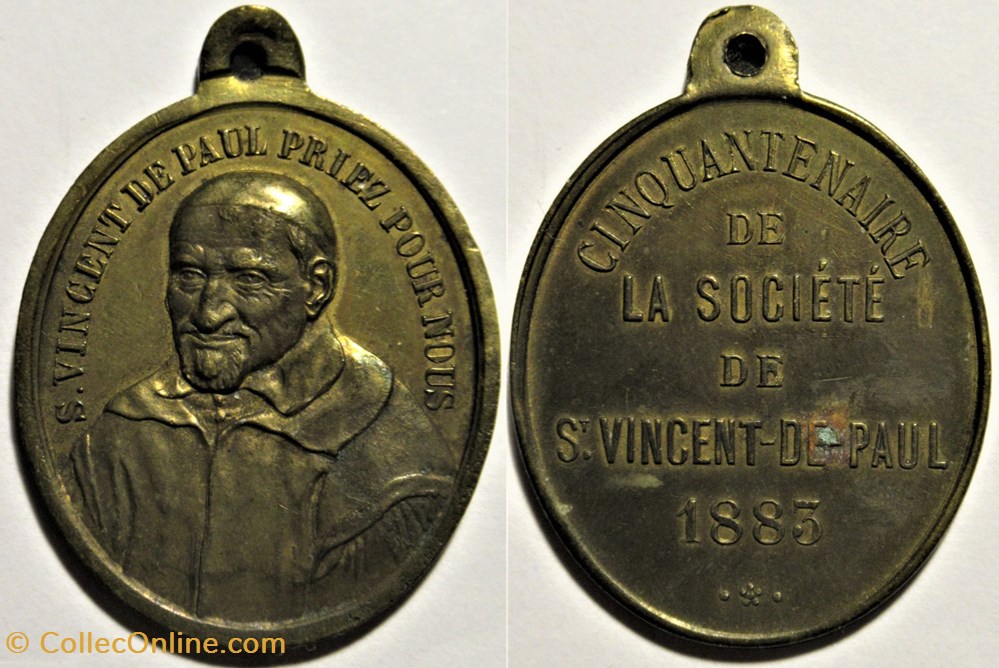 Médaillon 1833-1883 - Société de Saint-Vincent de Paul patrimoine religieux souvenir medaillon 1833 1883 societe de saint vincent de paul