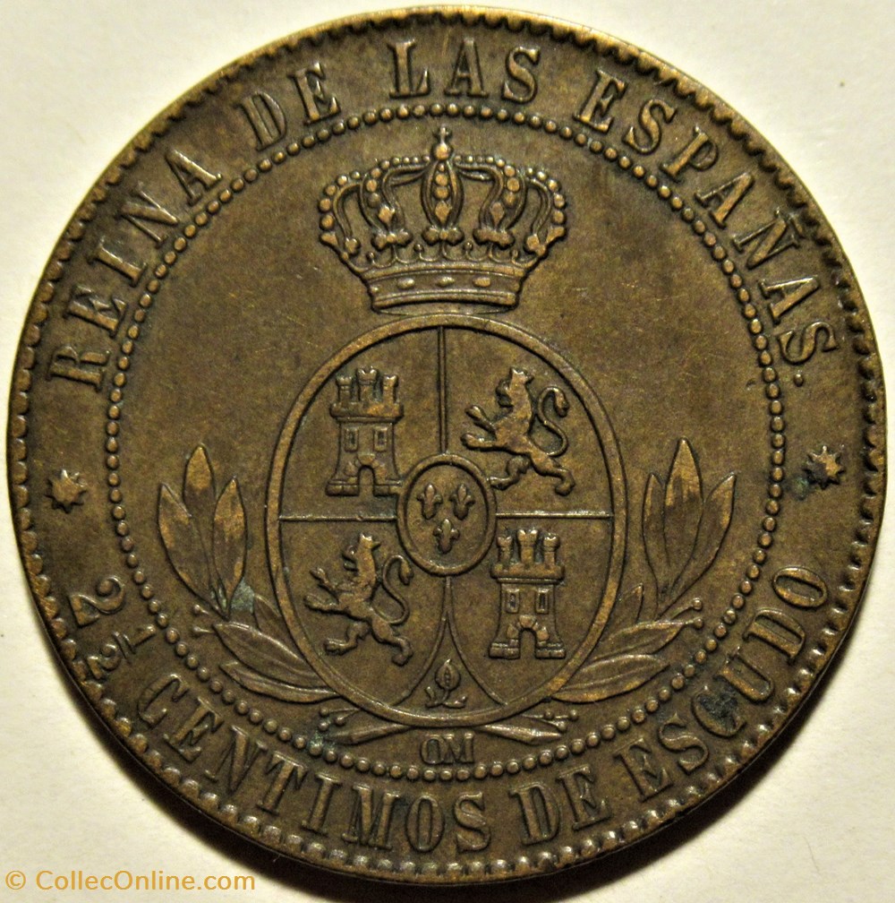 1867 Barcelona - 2½ Centimos - Isabel II España 3 monnaies monde espagne 1867 barcelona 2 centimos isabel ii espana