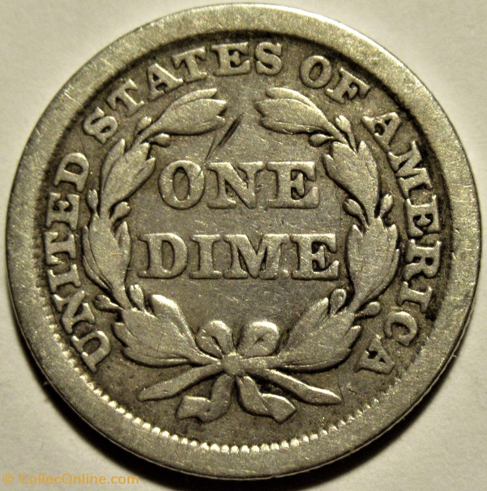 1848 Dime / 10 Cents - Repunched date monnaies monde etats unis 1848 dime 10 cents repunched date