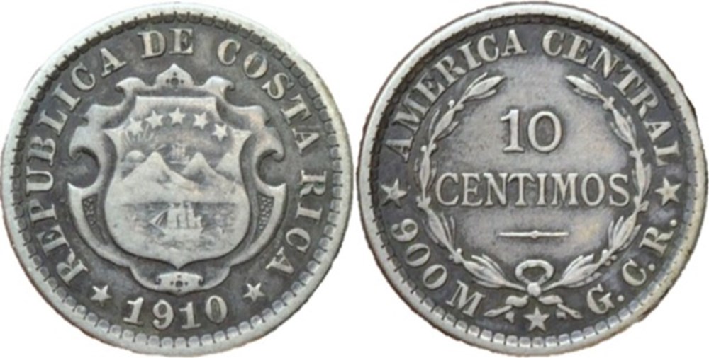 Costa Rica - 10 Céntimos 1910 monnaies monde costa rica 10 centimos 1910