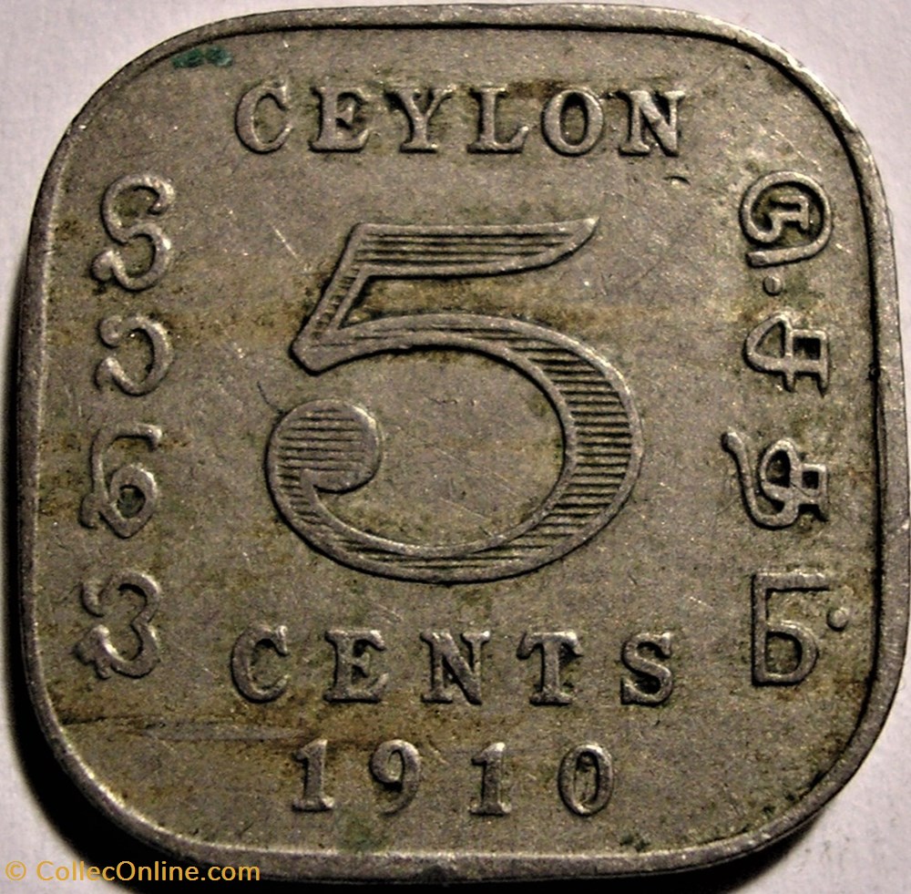 Edward VII - 5 Cents 1910 - Ceylon monnaie monde sri lanka edward vii 5 cents 1910 ceylon