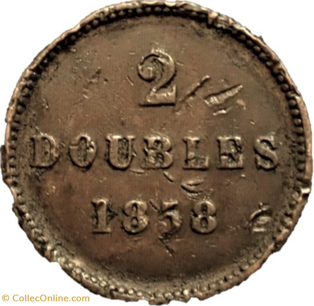 monnaies monde ile de guernesey states of guernsey 2 doubles 1858