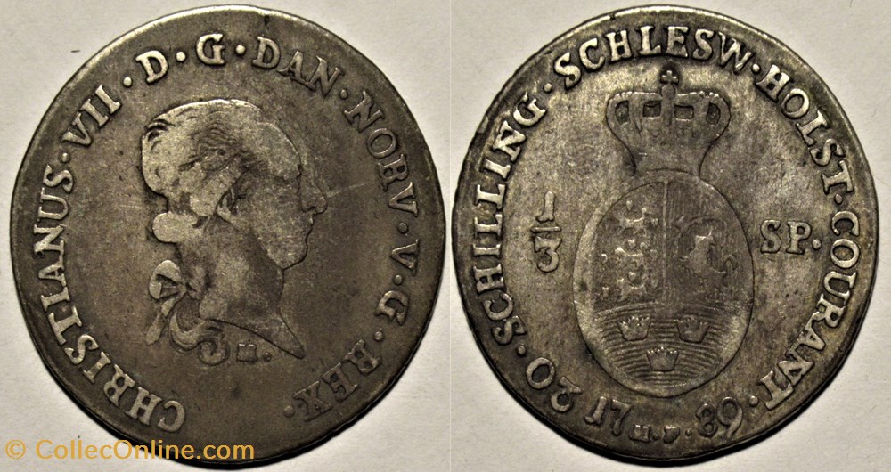 1/3 Speciestaler 1789 Duchies of Schleswig & Holstein, Christian VII of Denmark monnaies monde danemark 1 3 speciestaler 1789 duchies of schleswig holstein christian vii of denmark