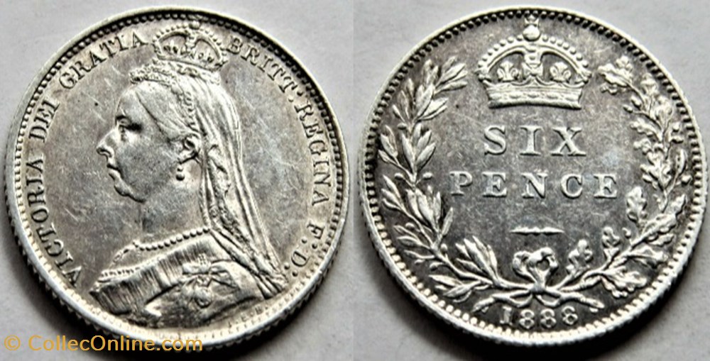 Victoria - Jubilee Sixpence 1888 - Great Britain (2 ex.) monnaies monde royaume uni victoria jubilee sixpence 1888 great britain 2 ex