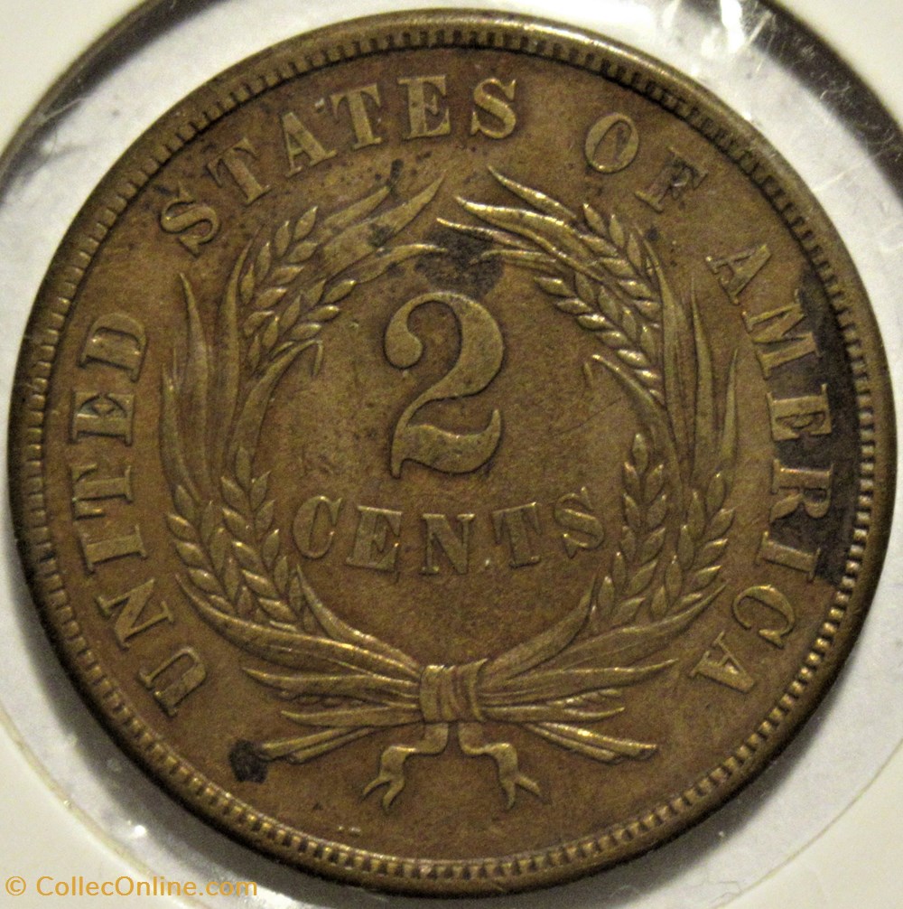 1865 Two Cents 2 monnaies monde etats unis 1865 two cents
