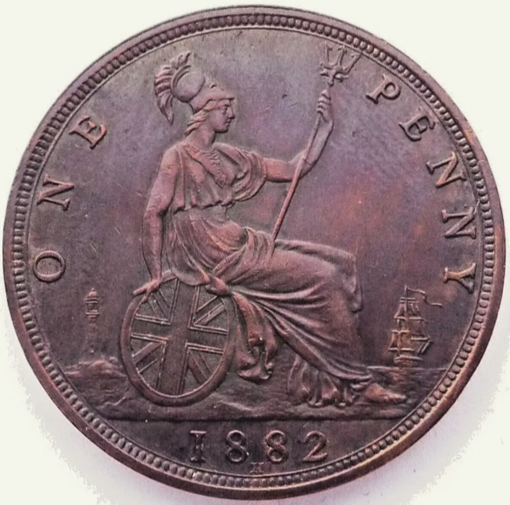 Victoria - One Penny 1882 H - Kingdom of Great Britain (var) monnaies monde royaume uni victoria one penny 1882 h kingdom of great britain var