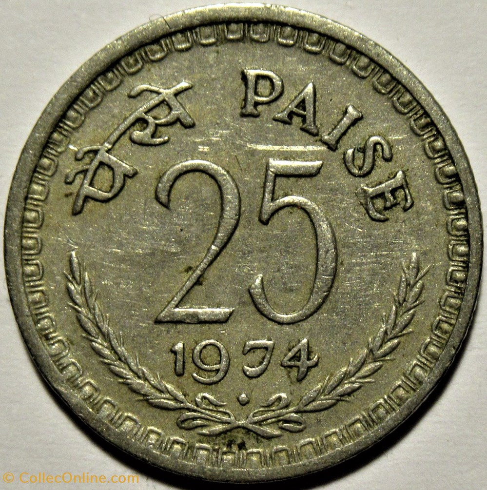 India - 25 Paise 1974 Bombay / Mumbai 3 monnaies monde inde india 25 paise 1974 bombay mumbai