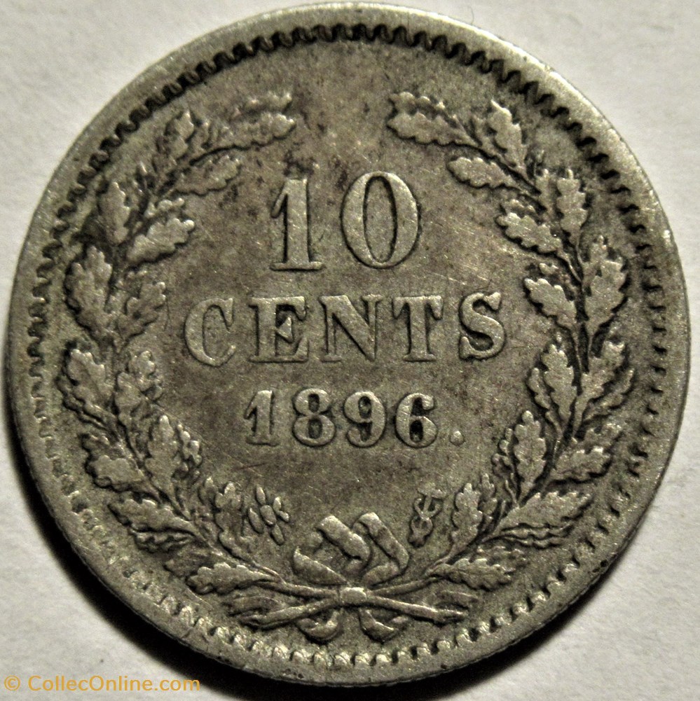 Wilhelmina of Nederland - 10 Cents 1896 3 monnaies monde pays bas wilhelmina of nederland 10 cents 1896