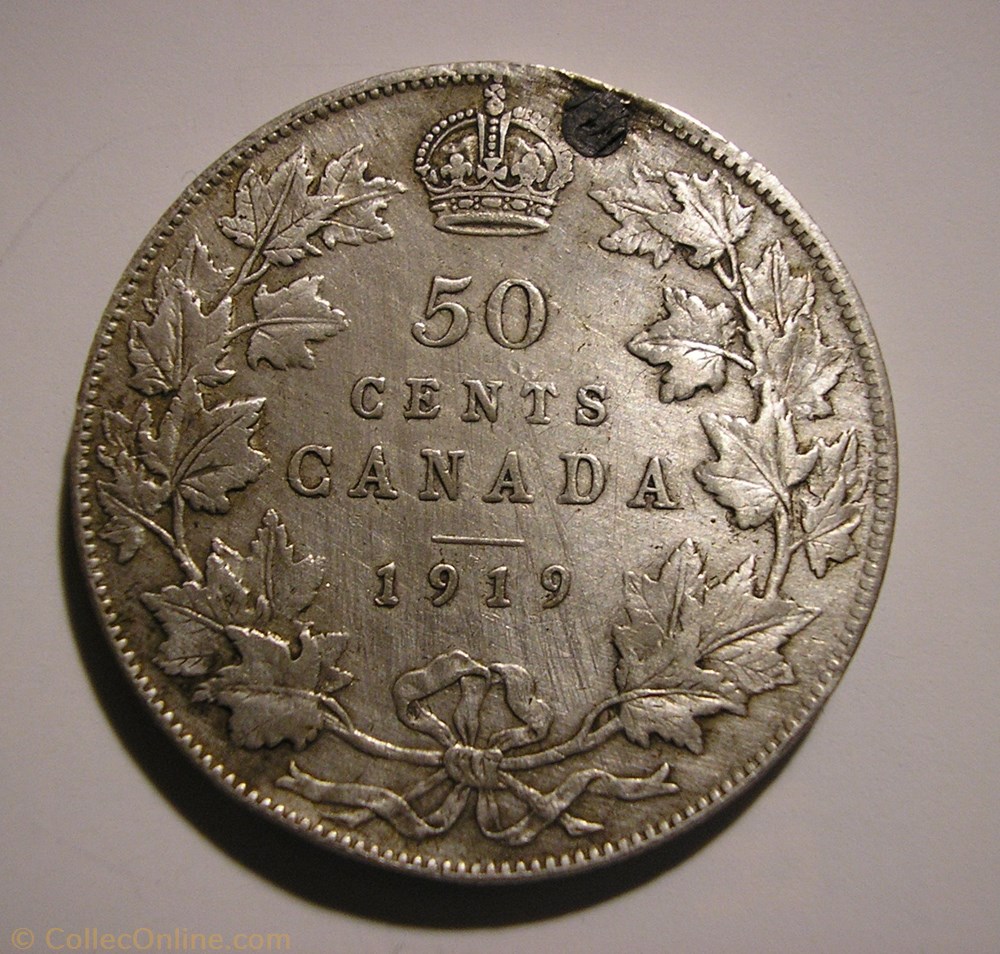 George V - 50 Cents 1919 monnaie monde canadum george v 50 cents 1919