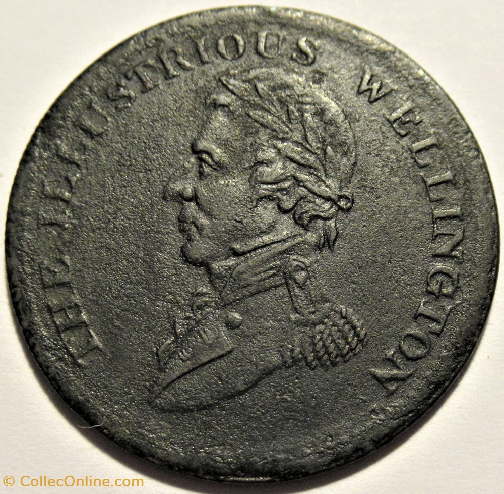 George III 1816 - The illustrious Wellington Token, Waterloo - Half Penny 2 monnaies jetons mereaux george iii 1816 the illustrious wellington token waterloo half penny
