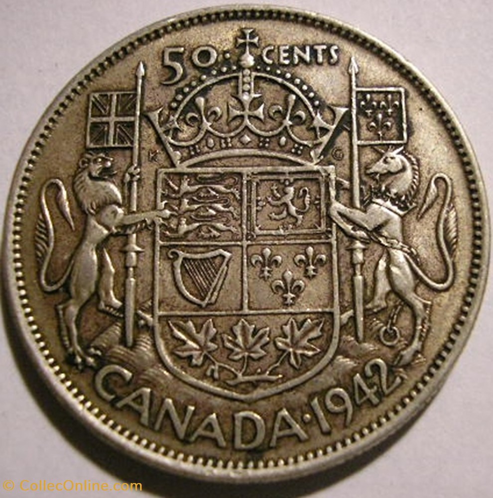 George VI - 50 Cents 1942 monnaie monde canadum george vi 50 cents 1942