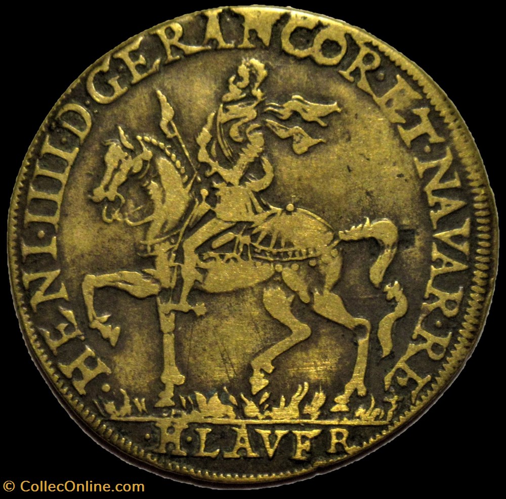 Henri IV à cheval, Union avec Marie de Médicis c.1607 - Jeton de Nuremberg monnaies paranumismatique jetons poids henri iv a cheval union avec marie de medicis c 1607 jeton de nuremberg