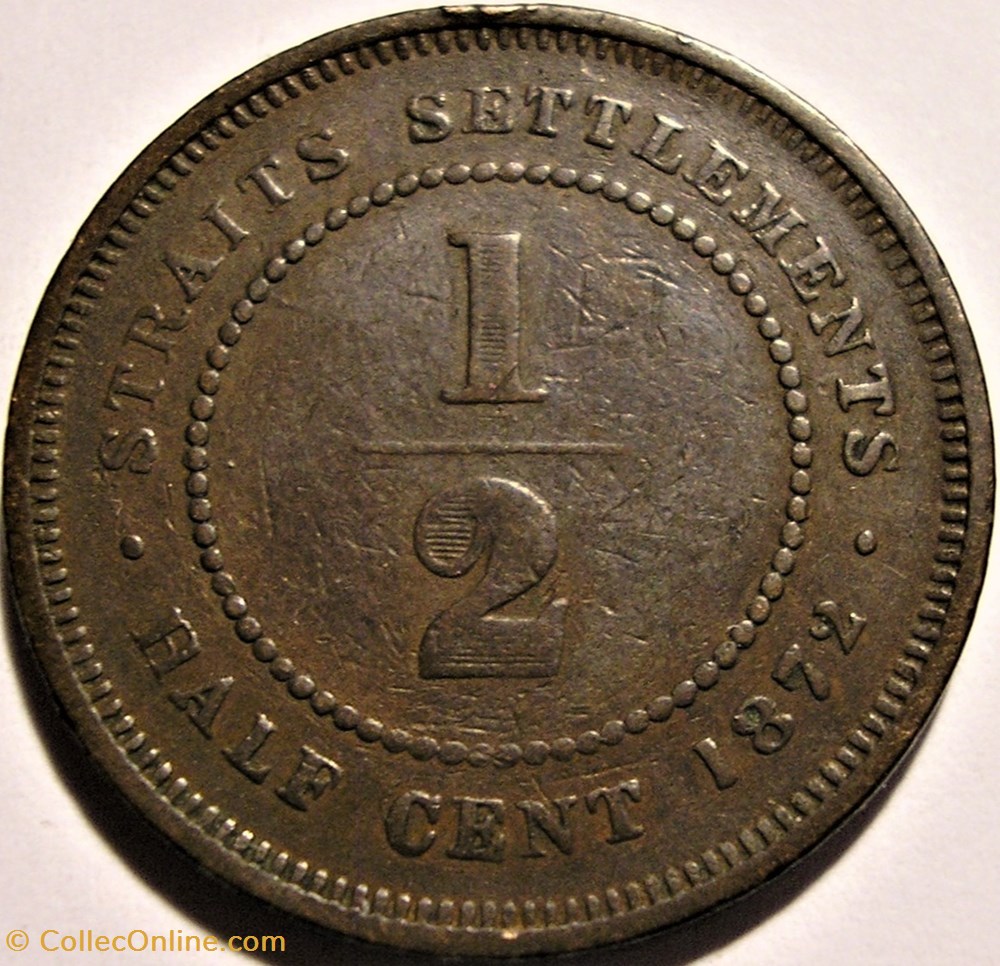 monnaies monde malaisie victoria half cent 1872 straits settlements malaysia